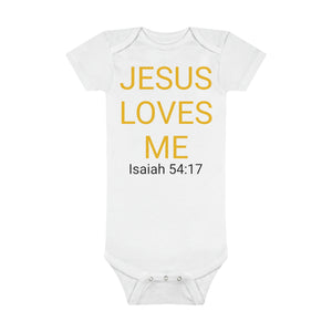 Jesus Loves Me Onesie® Organic Baby Bodysuit